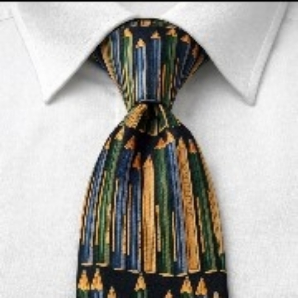 Chaps Ralph Lauren Silk Mens Tie Novelty Pencils Blue/ Green 4x57
